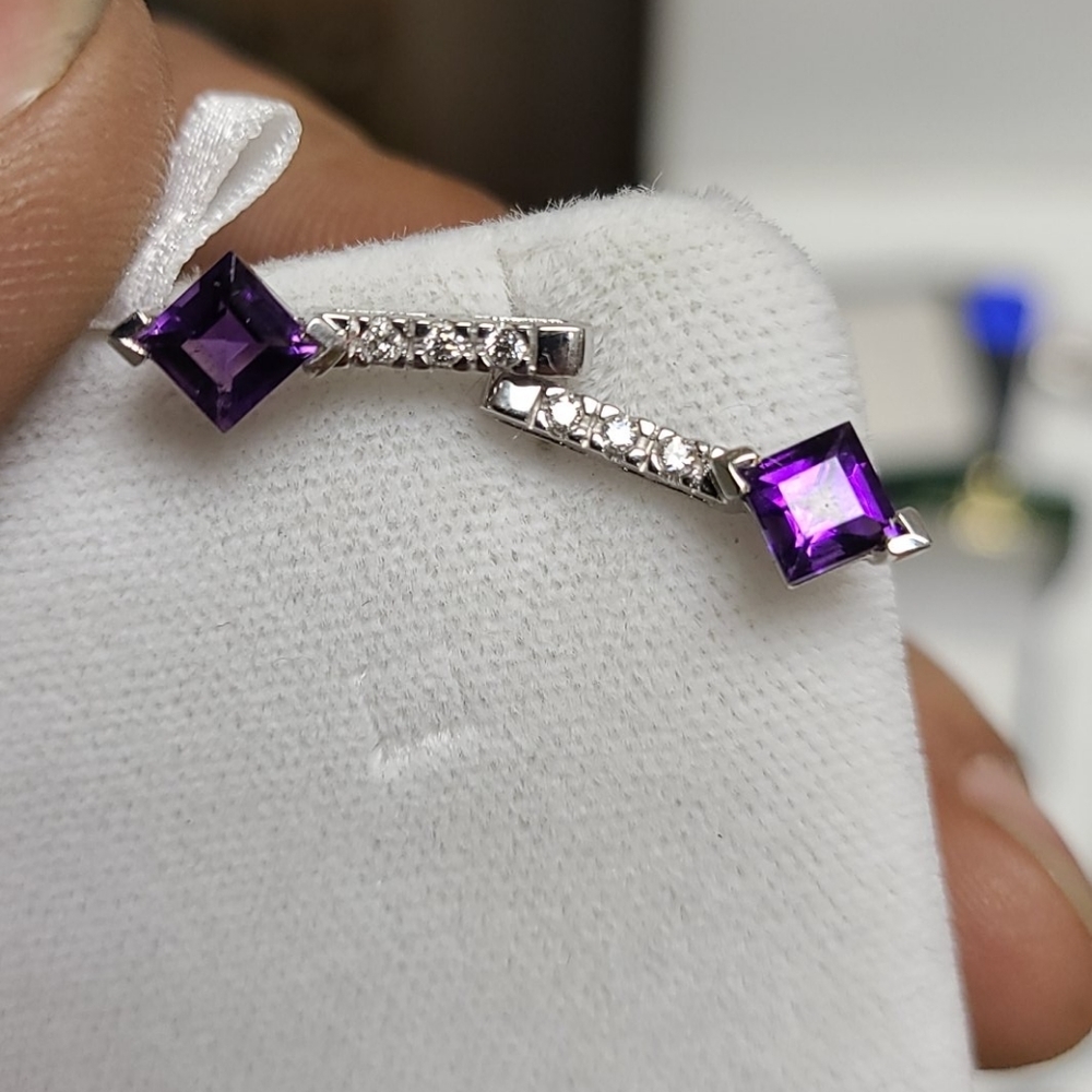 14kt white gold EARRINGS WITH AMETHYSTS